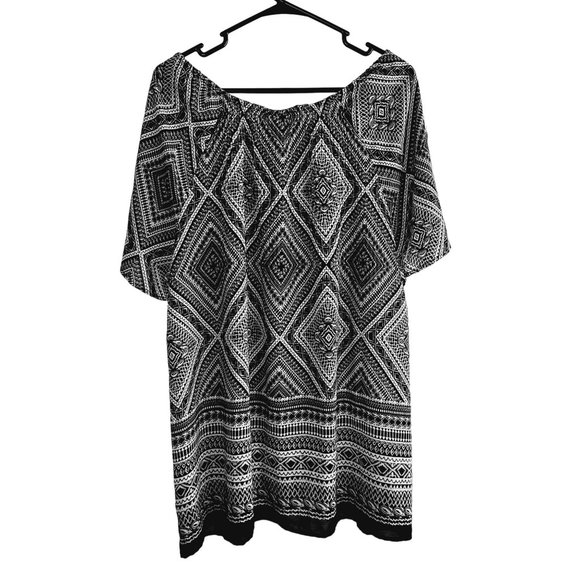 Catherines Womans Plus Size 0X 14/16W Top Blouse Black White Embellished Beads - Picture 3 of 7